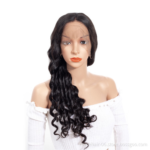 Brazilian Human Hair Cuticle Aligned  Loose Wave Curly  Lace Front Wig with Preplucked Hairline and Baby Hair